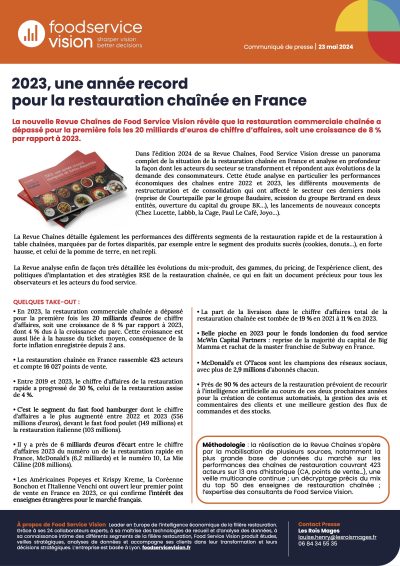 Communiqué de presse Revue des Chaînes de Restauration